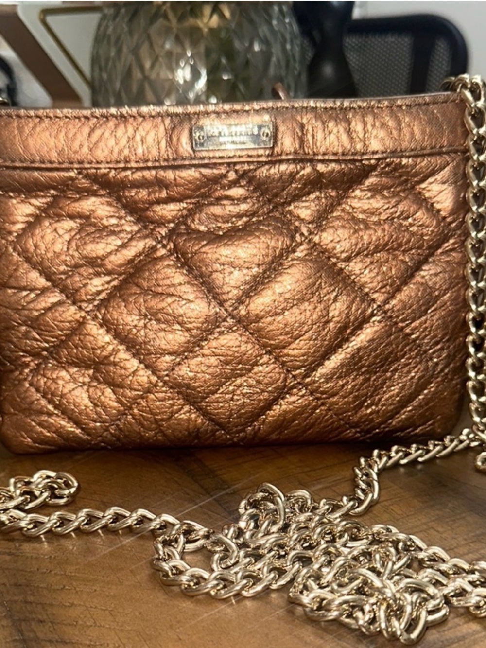 kate spade Metallic Quilted Crossbody Bag - Bronze